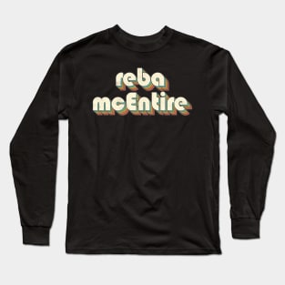 Retro Vintage Rainbow Reba Letters Distressed Style Long Sleeve T-Shirt